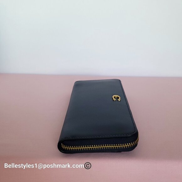 COACH Slim Accordion Smooth Leather Wallet with Back Slip Pocket- Dark Navy⭐ - Picture 8 of 16